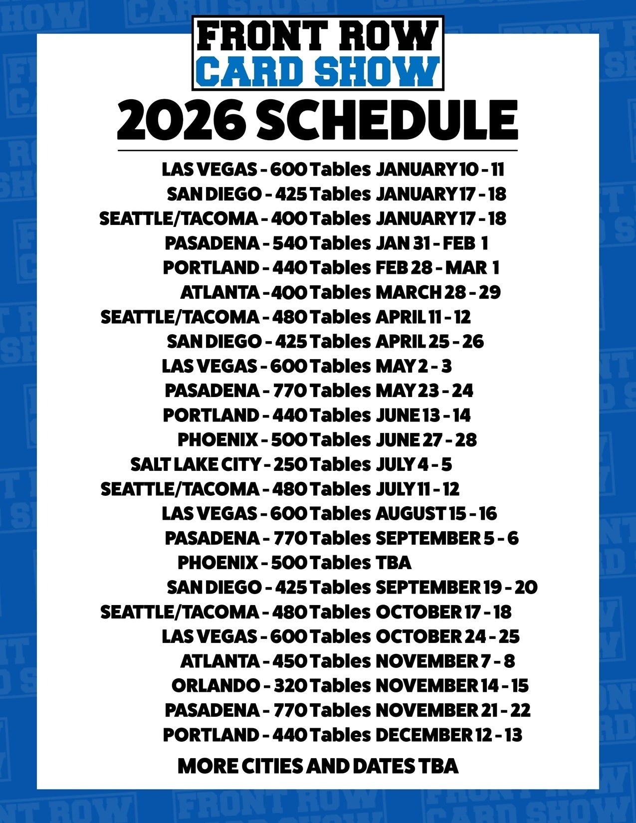 2026 ULTIMATE VIP PASS - Las Vegas, Pasadena, Phoenix, Seattle, Portland, San Diego, Atlanta and more