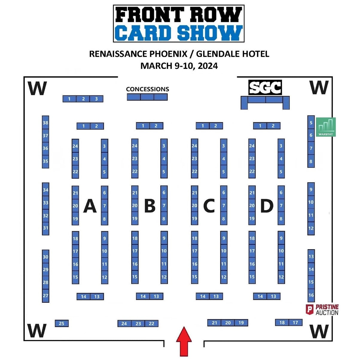 PHOENIX MARCH 2024 FLOOR PLAN Front Row Card Show   PHOENIX MARCH 2024 VENDOR MAP 1 