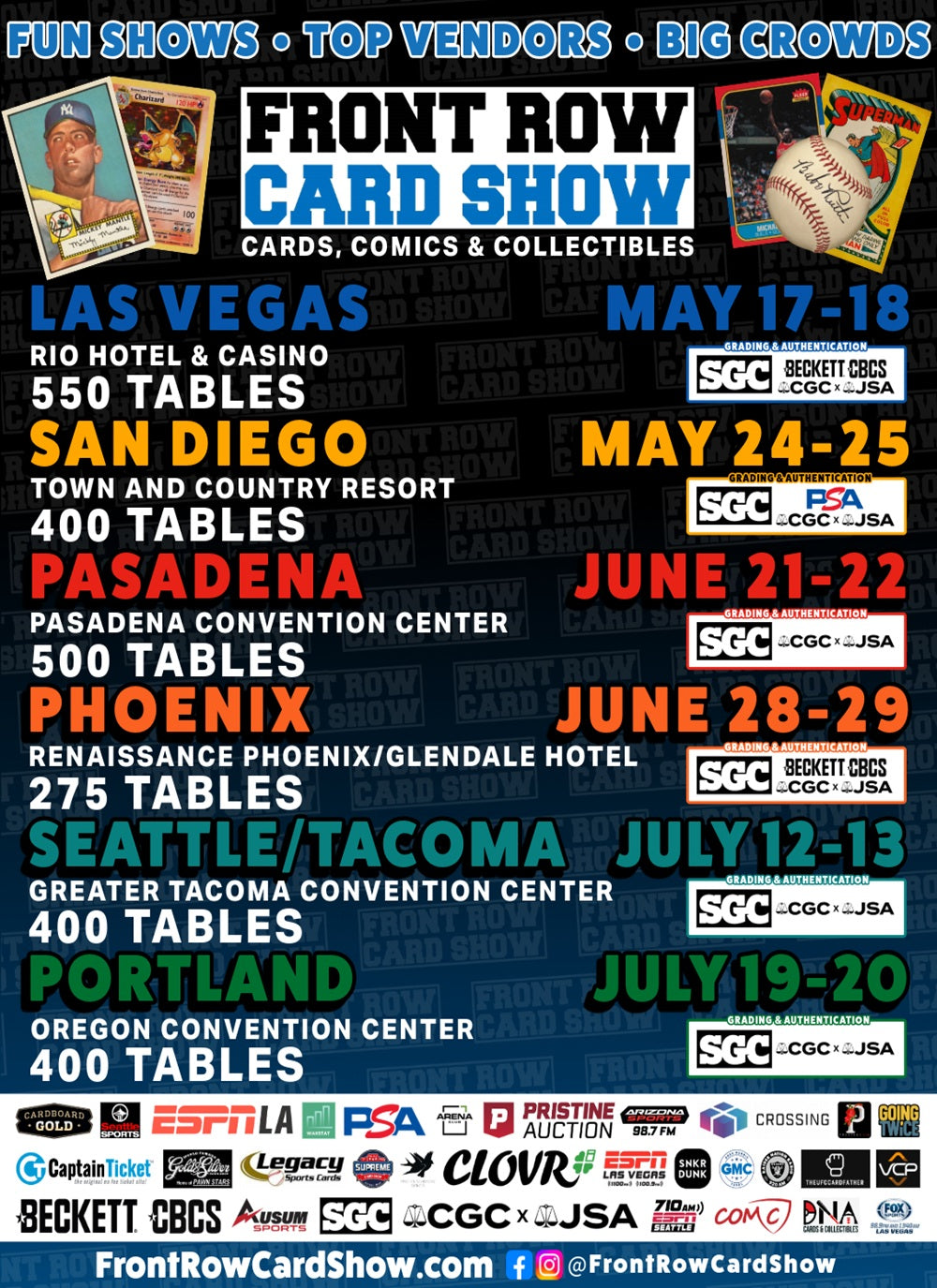 Front Row Card Show | Sports Cards TCG Pokemon Comic Books Autographs